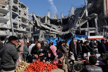 Tiendas palestinas en un mercado