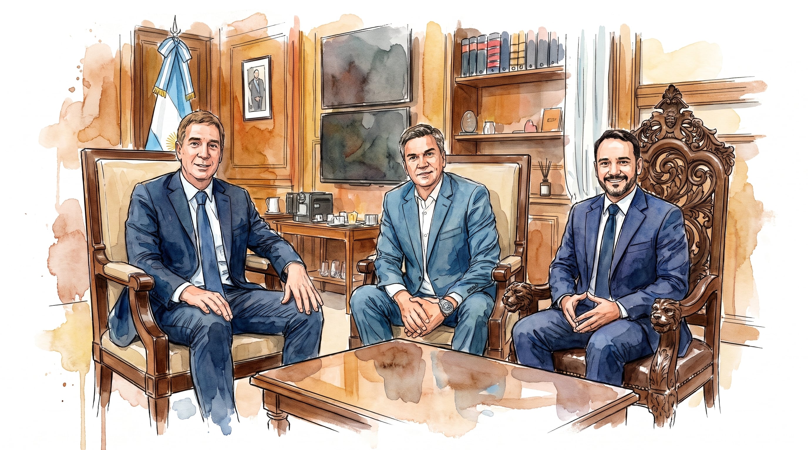 El jefe de Gabinete Diego Santilli, el gobernador de Chaco Leandro Zdero y el de Corrientes Juan Pablo Valdés (Imagen Ilustrativa Infobae)