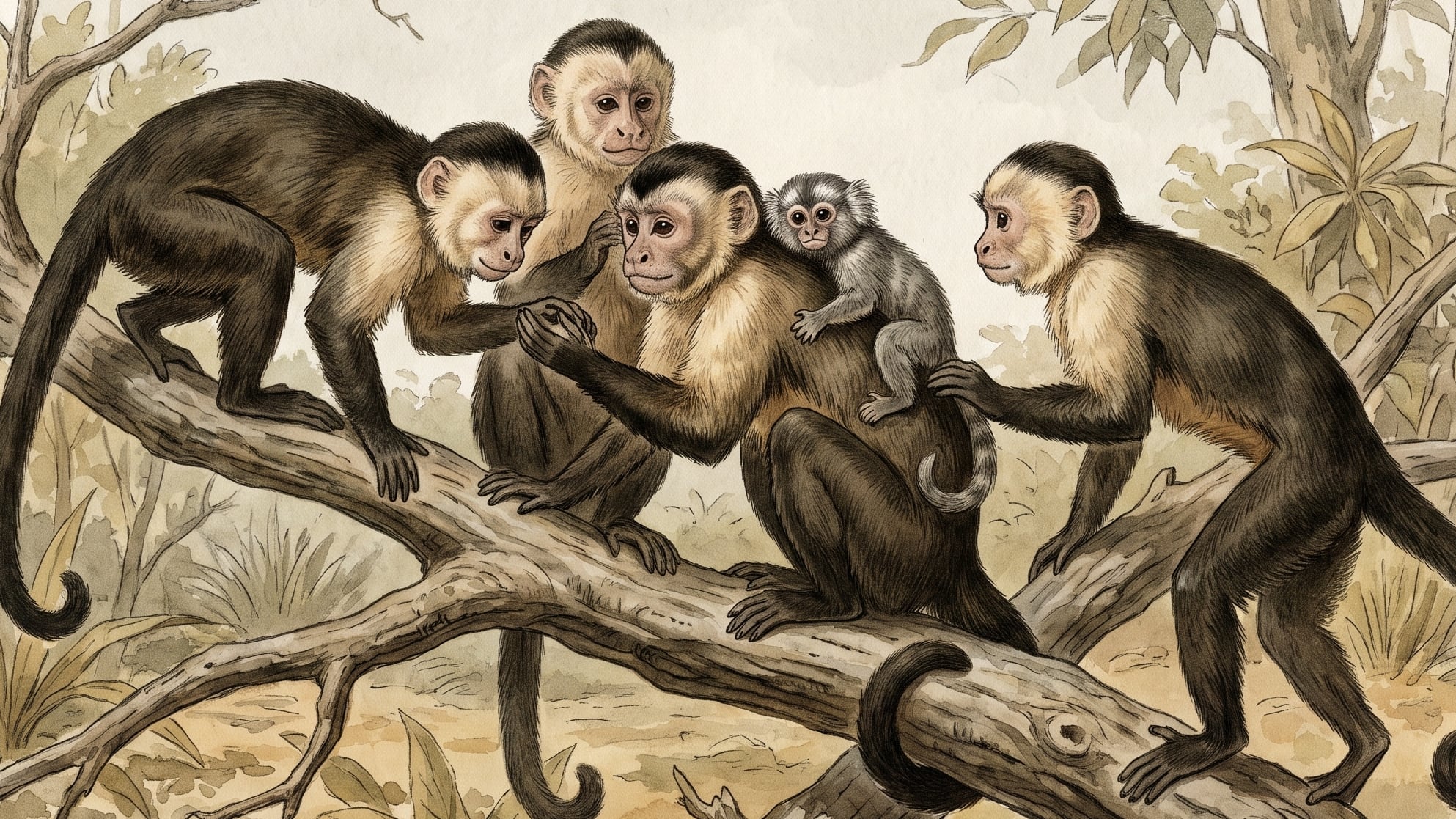 Así incorporaron unos monos capuchinos a una cría de tití en Brasil