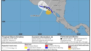 La tormenta tropical Cristina se aleja de Guatemala, pero mantiene lluvias intensas y vientos en aumento