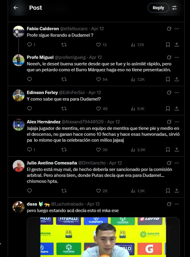 Así reaccionó la gente en las redes sociales tras la polémica celebración del delantero samario-crédito red social de X