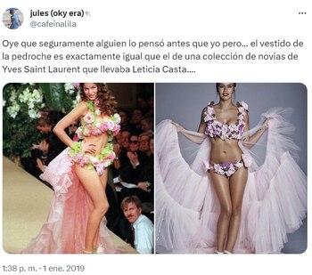 En 2019 Cristina Pedroche ya fue criticada por haber 'copiado' a Leticia Casta. (Redes sociales)