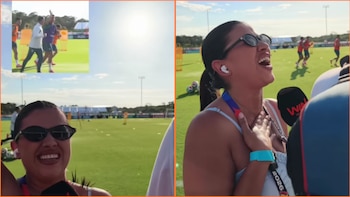 Así reaccionó una periodista colombiana al saludo de Cristiano Ronaldo durante los entrenamientos de Portugal