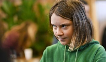 Greta Thunberg en una conferencia