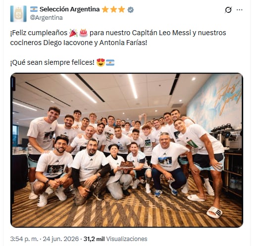 El mensaje de la Selección Argentina por el cumpleaños de Messi