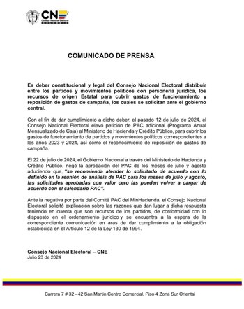 CNE emitió un fuerte pronunciamiento