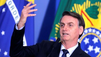 Brazil's President Jair Bolsonaro speaks
