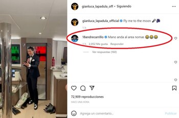 Gianluca Lapadula cantó muy desafinado ‘Fly me to the moon’ y André Carrilló lo ‘troleó’ (Foto: Captura Instagram)