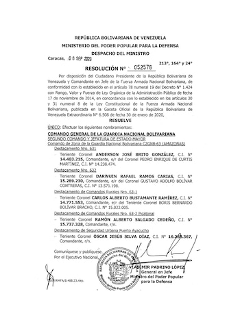 Los nombramientos de los comandantes