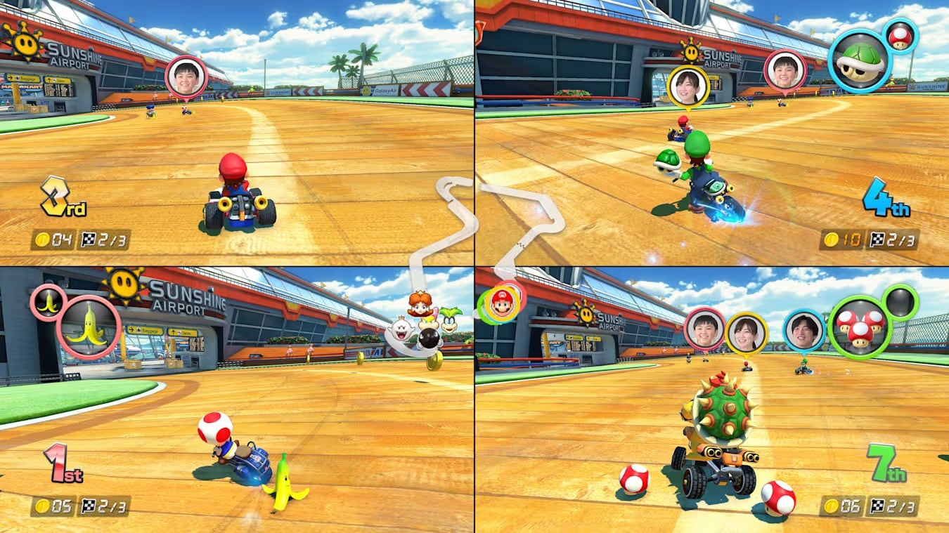 CameraPlay muestra los rostros de los jugadores durante la carrera. (Nintendo)