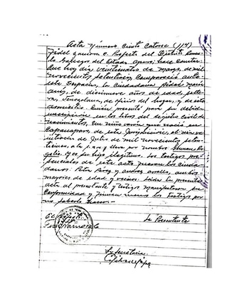 El acta de nacimiento del