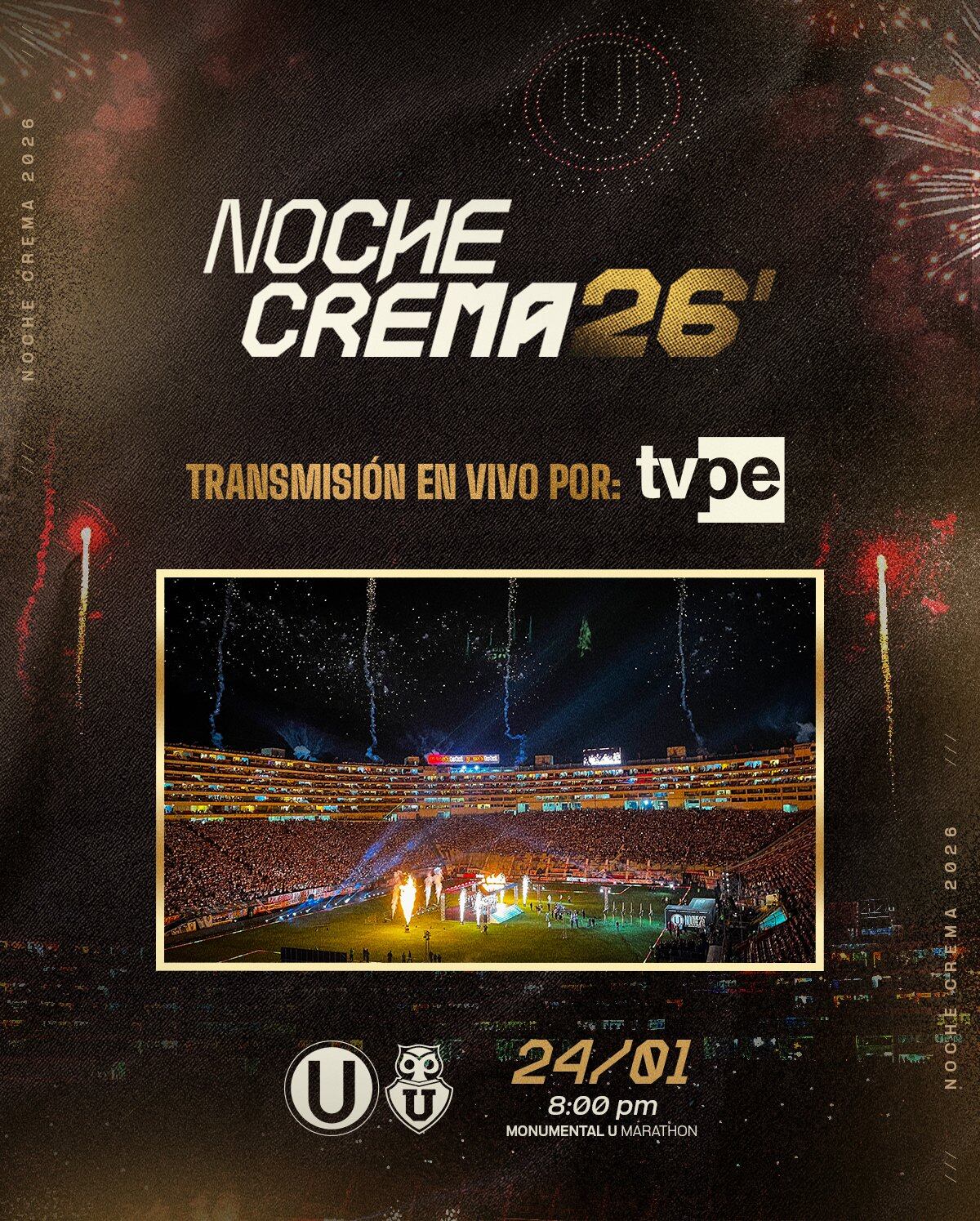 La Noche Crema 2026 será transmitida por TV Perú y podría ser el inicio para que los partidos de Universitario sean transmitidos en señal abierta. - créditos: Universitario