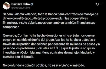 Gustavo Petro cuestionó las acusaciones y defendió la legalidad de la relación entre el Estado y la cooperativa financiera - crédito Gustavo Petro/X