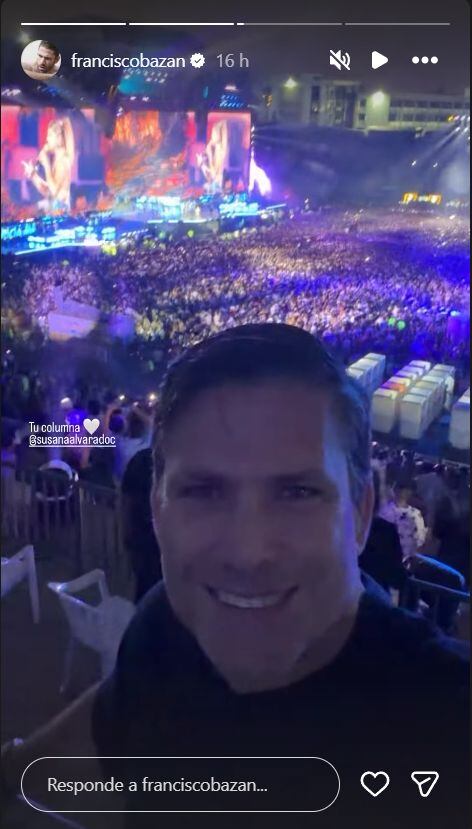 Paco Bazán asistió como espectador al aniversario de Corazón Serrano, pero sus historias dedicadas a Susana Alvarado lo colocaron en el centro del ruido digital (Instagram / franciscobazan)