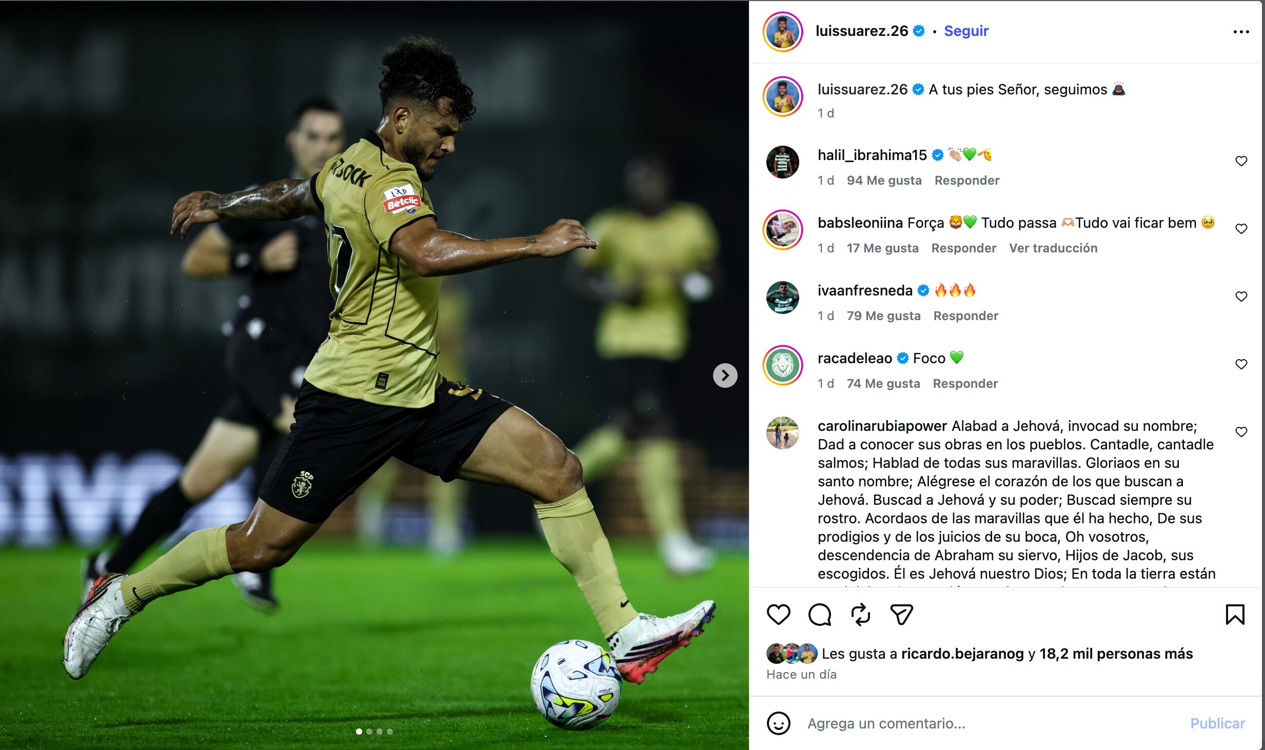 Post de Instagram de Luis Suárez tras su doblete ante Rio Ave - crédito Instagram