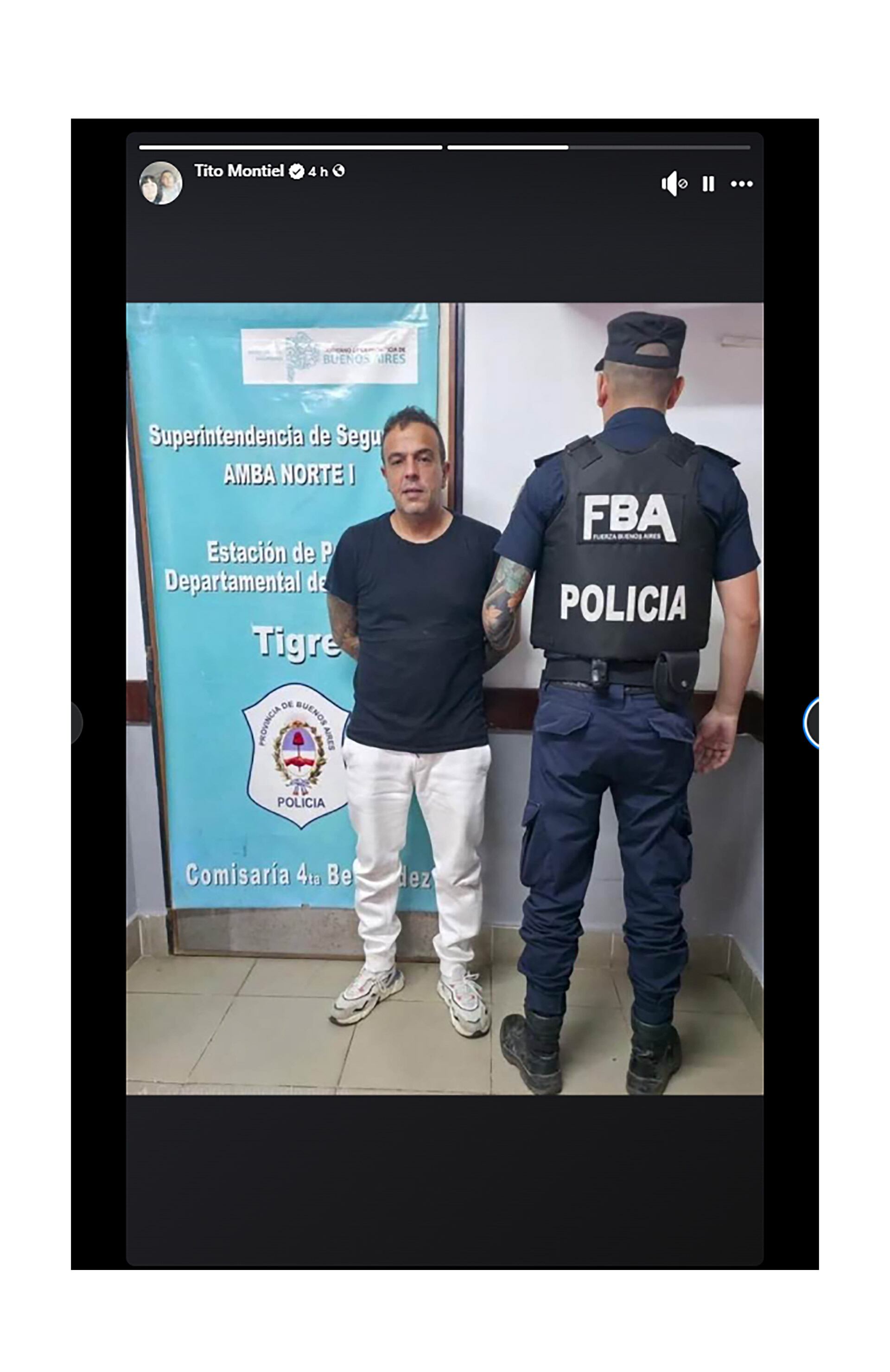 Payarola, detenido y esposado. Otro de los posteos de la hermana de Montiel