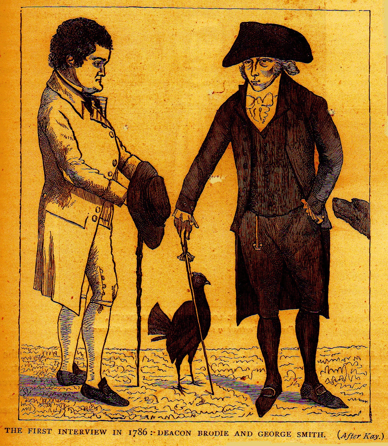 William Brodie y George Smith, representados en un grabado de 1786 (John Kay)