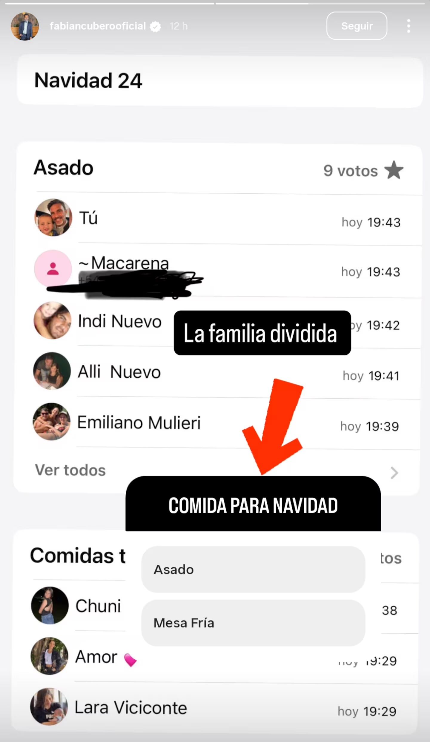 La discusión familiar de la familia de Fabián Cubero por la cena navideña