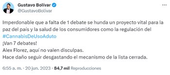 El exsenador Gustavo Bolívar se