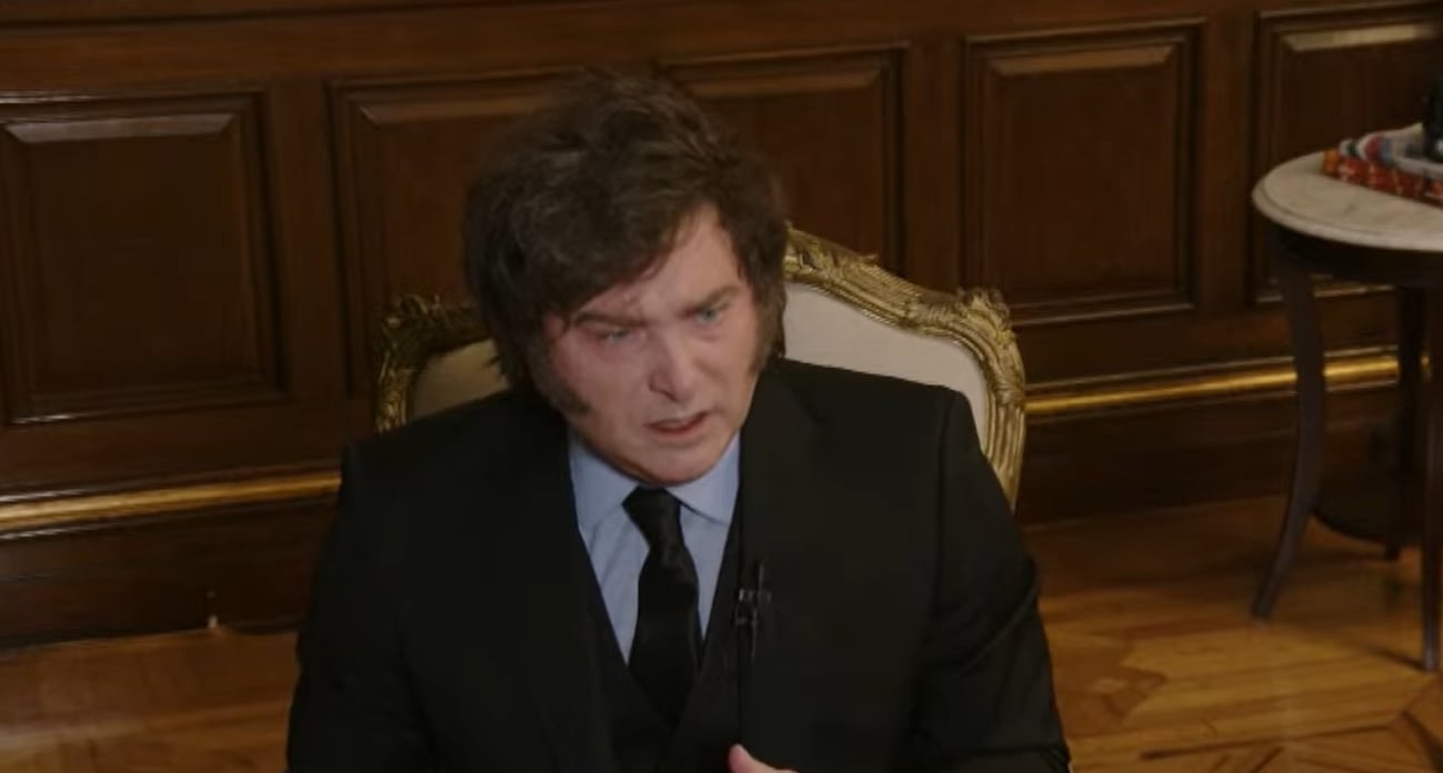Javier Milei durante la entrevista de este domingo. (Captura video)