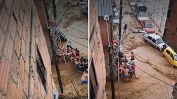 Joven arrastrado por la quebrada