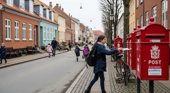 Una joven deposita una carta