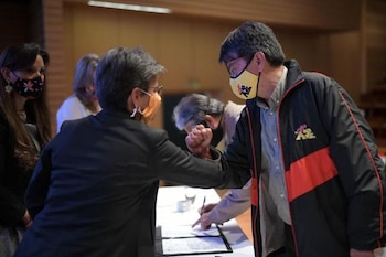 La alcaldesa Claudia López durante