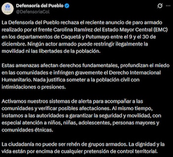 La Defensoría del Pueblo rechazó