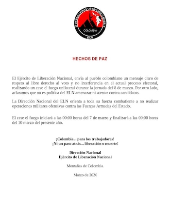 La organización insurgente anunció que