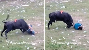 En video quedó la impresionante embestida de un toro a un hombre durante una corraleja en Córdoba