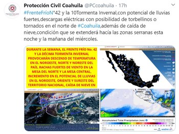 (Foto: Twitter Proteccion Civil Coahuila