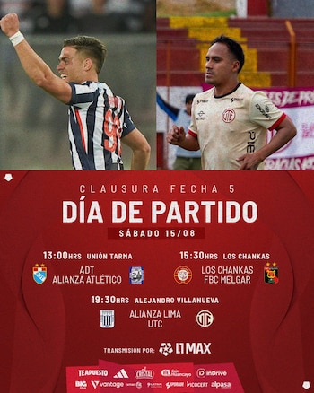 Programación del sábado 15 de agosto por el Torneo Clausura 2026.