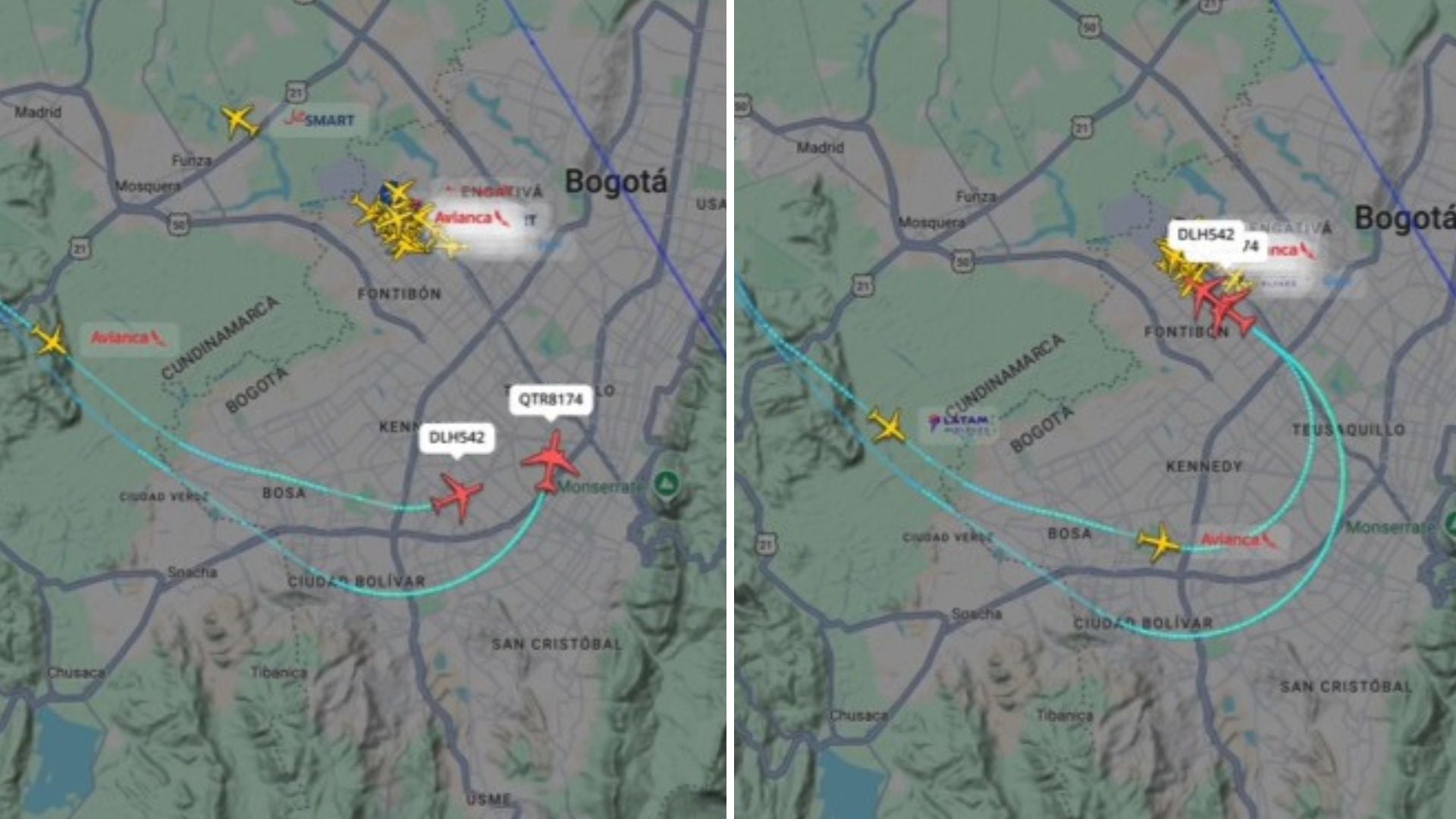 La cercanía y trayectoria de los vuelos Lufthansa y Qatar Airways fueron detectadas por usuarios en plataformas de rastreo aéreo en tiempo real, encendiendo la alerta sobre seguridad aérea - crédito Captura video
