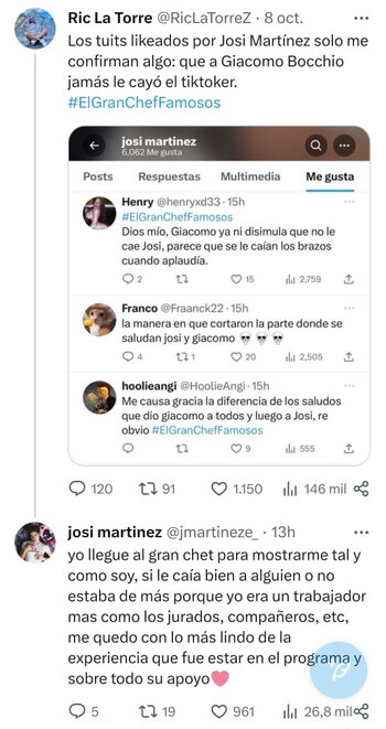 Josi Martínez elimina sus comentarios