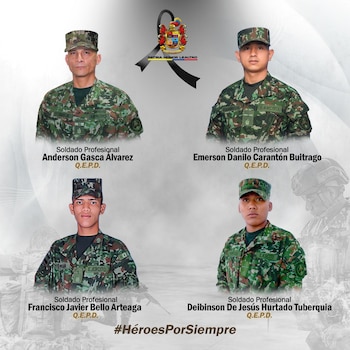 Las cuatro víctimas mortales eran soldados profesionales del Ejército Nacional - crédito X