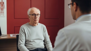 Anemia en personas mayores: un hombre de 75 años en consulta con su hematólogo - VisualesIA ScribNews