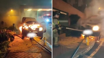 Un vehículo terminó en llamas