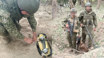 En Guainía, la Armada destruyó de forma controlada un artefacto explosivo atribuido al ELN, previniendo daños a las fuerzas armadas y a la población civil - crédito prensa Armada de Colombia