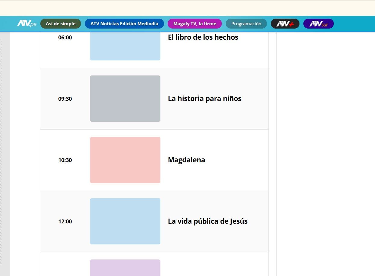 Programación especial de ATV por Semana Santa.