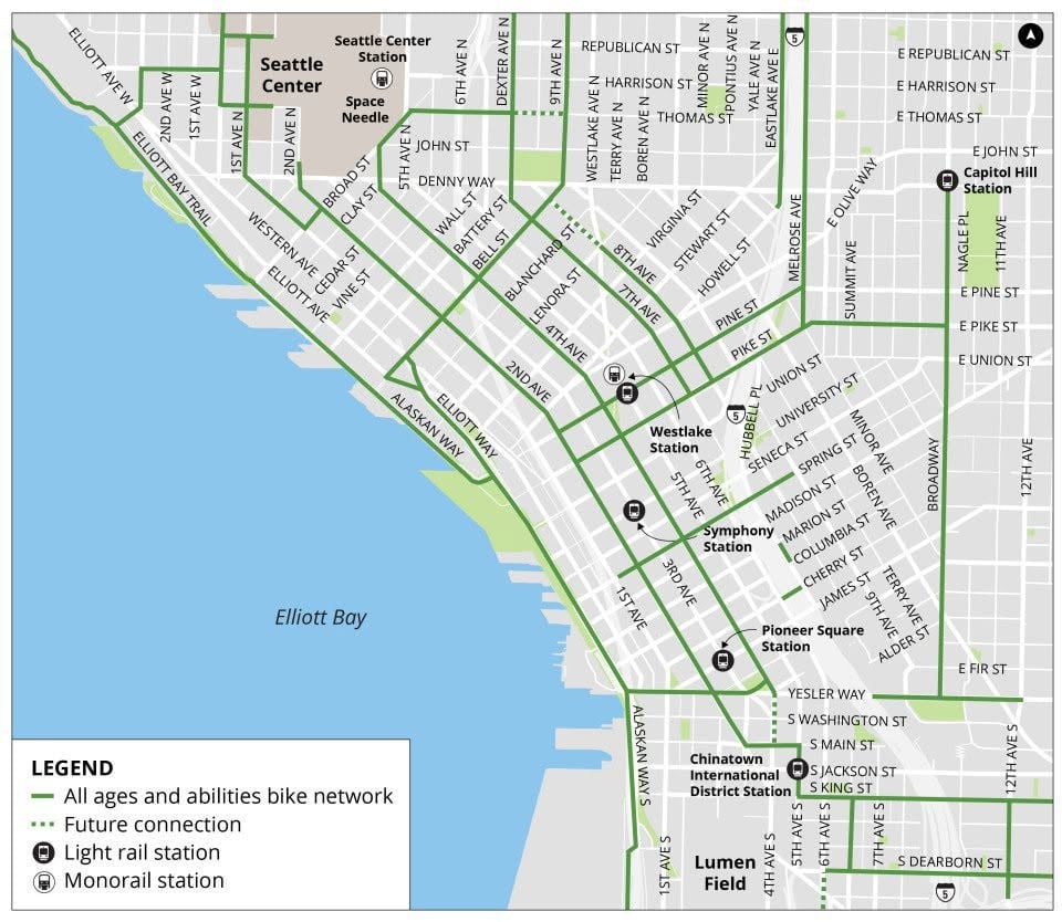 La medida busca liberar espacio en el transporte público y reducir cuellos de botella en estaciones y andenes del centro, SODO y Pioneer Square (Seattle Department of Transportation)