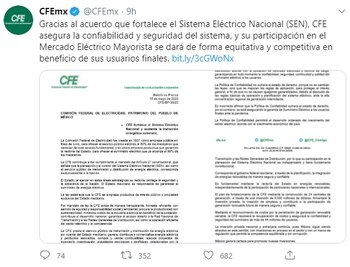La CFE informó que Política