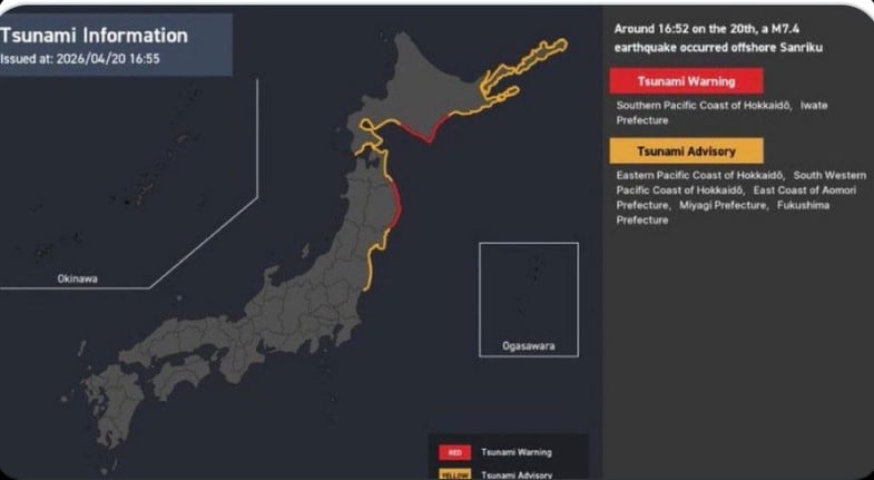 Alerta global tras terremoto en Japón: autoridades monitorean impacto en el Pacífico. Captura: Hidrografía Perú.