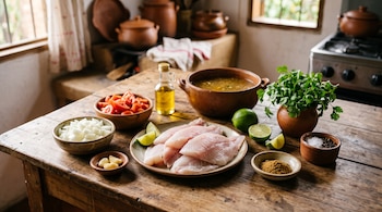 Estos son los ingredientes básicos para preparar un pescado guisado jugoso y lleno de sabor - crédito VisualesIA Infobae