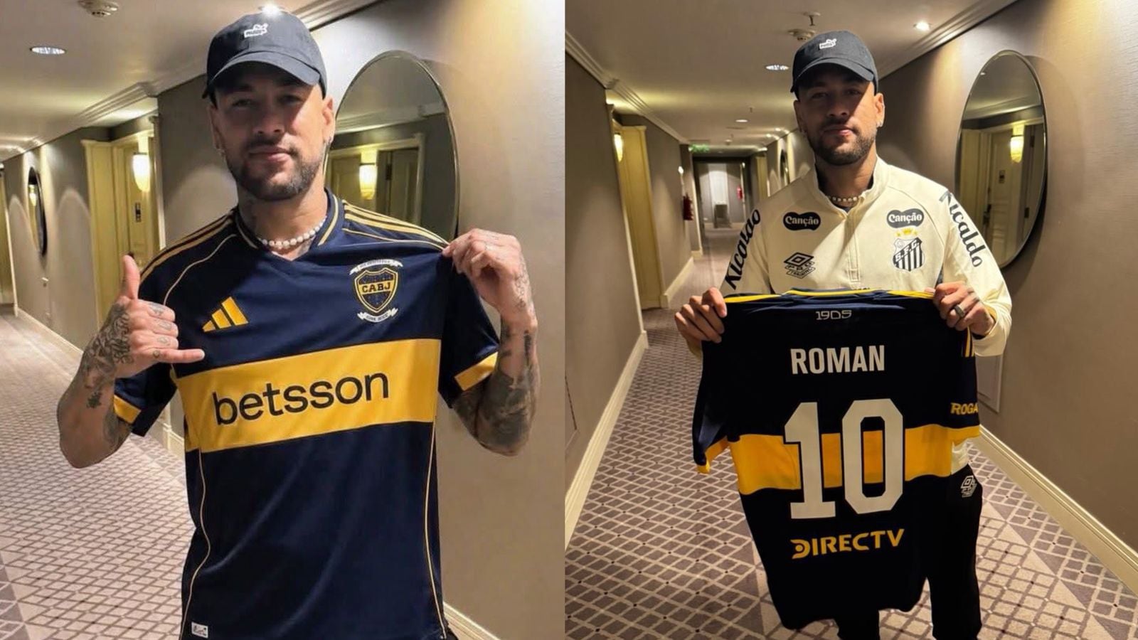 Riquelme le mandó una camiseta de Boca a Neymar durante su estadía en Argentina