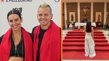 Cristina Pedroche y Dabiz Muñoz bautizan a su hijo Isai en la calle de Los Pedroches de Vallecas para mantener su tradición familiar