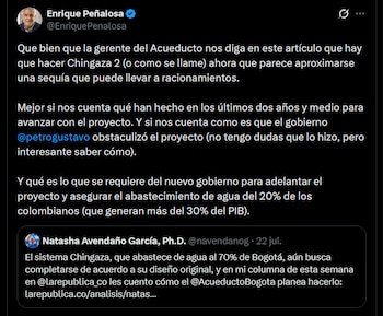 Enrique Peñalosa - crédito @EnriquePenalosa/X