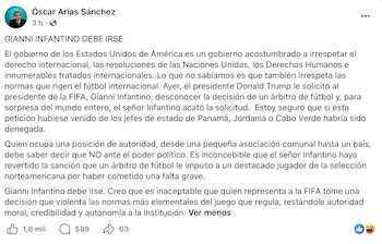 Postado pelo ex-presidente da Costa Rica em seu perfil no Facebook. Crédito: Oscar Arias Facebook