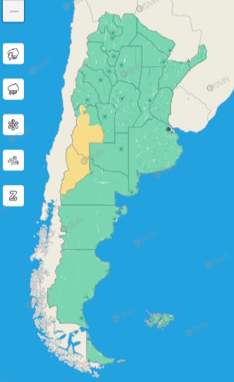 Alerta por nevadas y viento (Servicio Meteorológico Nacional)