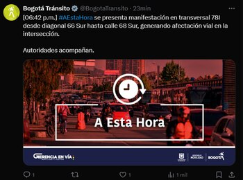 Manifestaciones en transversal 78I desde