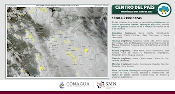 El Servicio Meteorológico Nacional advierte de lluvias fuertes y rachas de viento en Querétaro